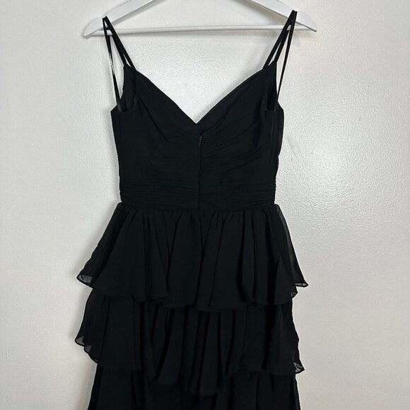 MAC DUGGAL Tiered Ruffle Empire Waist Chiffon Gown in Black Size US 2 - Picture 7 of 8